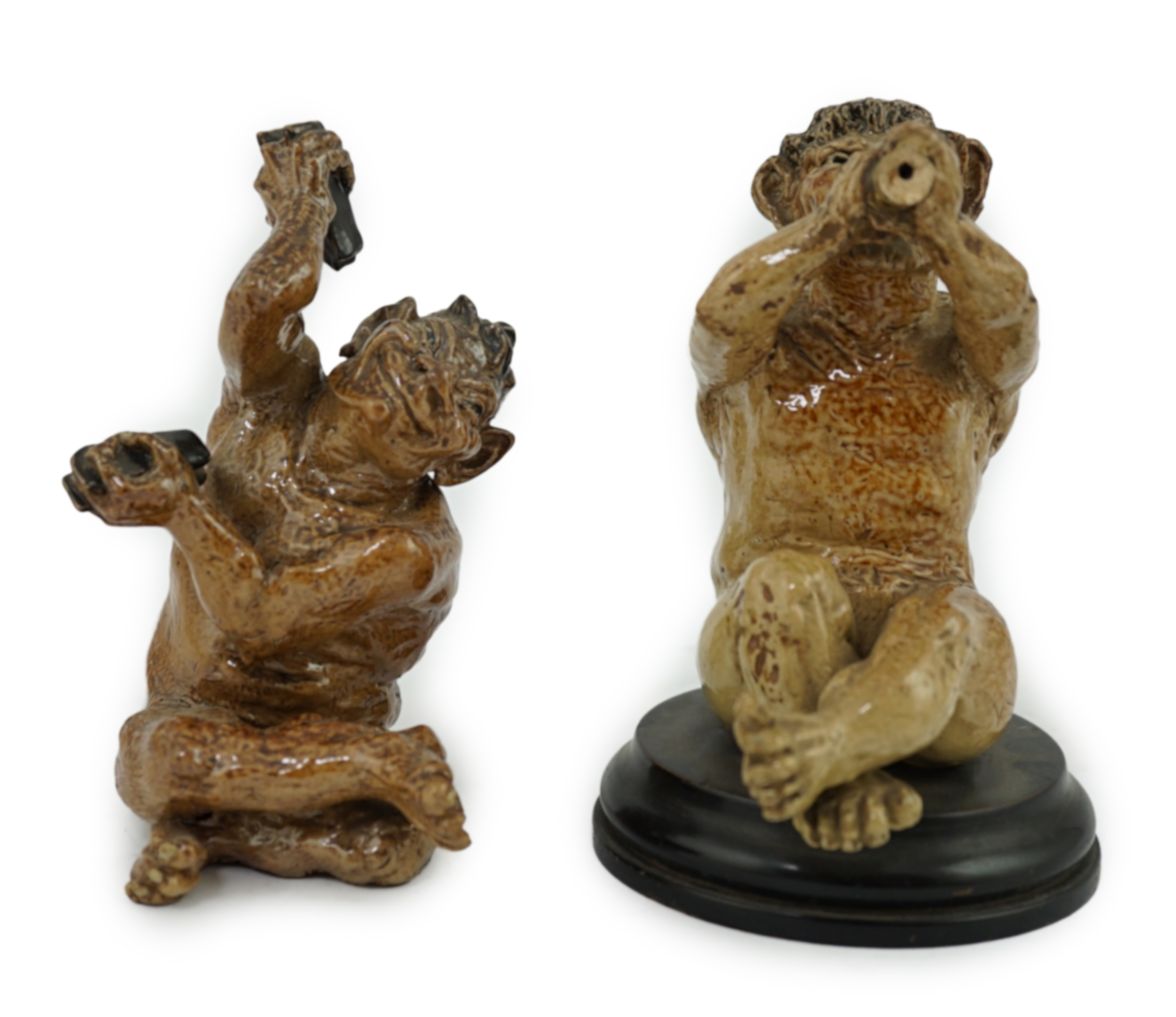 Two Martin Brothers stoneware grotesque musician imp figures, late 19th/early 20th century